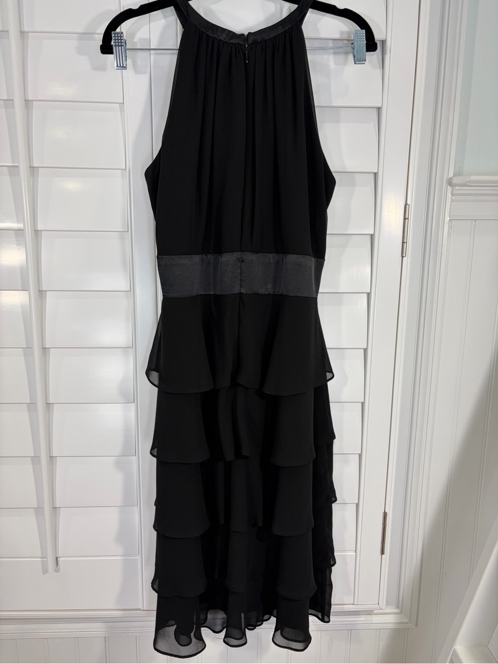 Evan Picone Black Tiered Halter Dress (12) - Picture 3 of 9